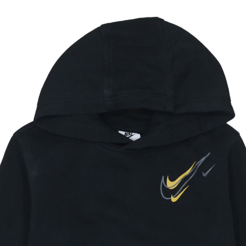 Nike Boys Black Pullover Hoodie Size L (147-158cm) Logo Print Sweatshirt