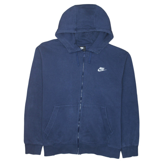 Nike Men's Blue Full Zip Hoodie XL Fleece Logo Sweatshirt