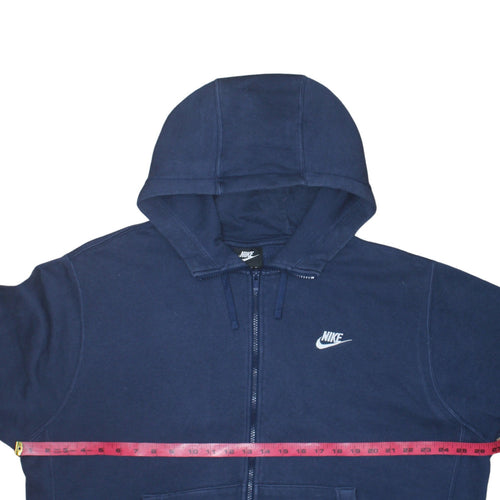 Nike Men's Blue Full Zip Hoodie XL Fleece Logo Sweatshirt