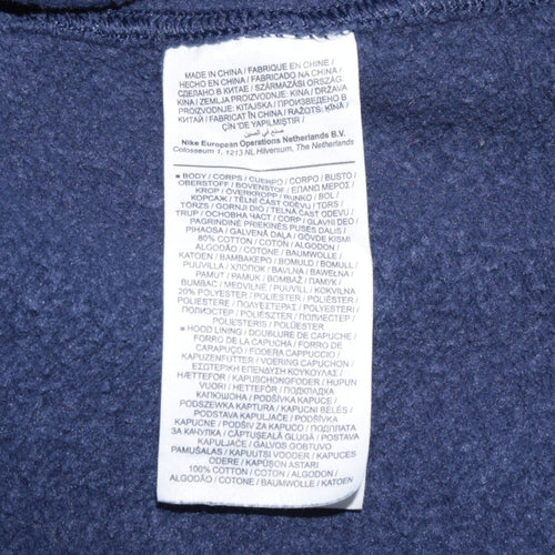 Nike Men's Blue Full Zip Hoodie XL Fleece Logo Sweatshirt