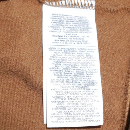Nike Men's Brown Pullover Hoodie M Regular Fit Fleece Sportswear