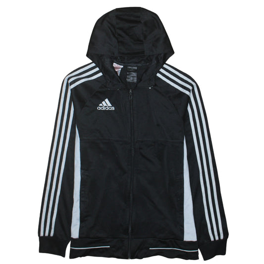 Adidas Boys Black Full Zip Hoodie Size M with White Stripes