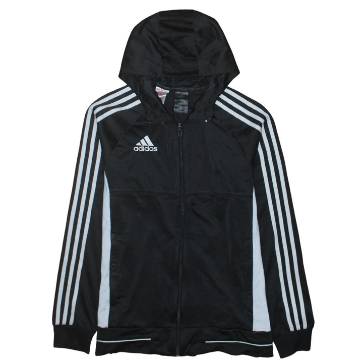 Adidas Boys Black Full Zip Hoodie Size M with White Stripes