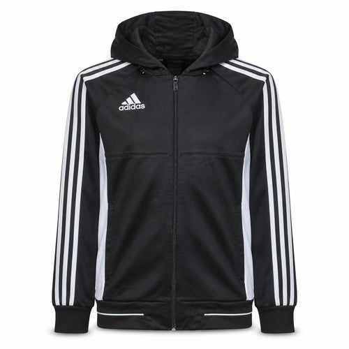 Adidas Boys Black Full Zip Hoodie Size M with White Stripes