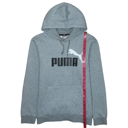 Puma Men's Grey Small Pullover Hoodie Logo Graphic Sportswear