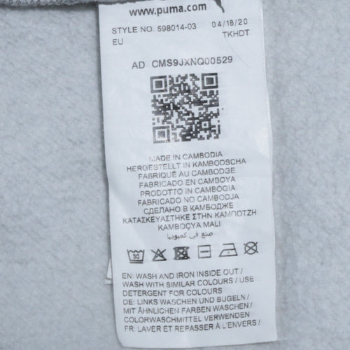 Puma Men's Grey Small Pullover Hoodie Logo Graphic Sportswear