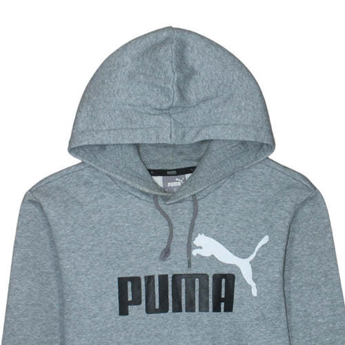 Puma Men's Grey Small Pullover Hoodie Logo Graphic Sportswear