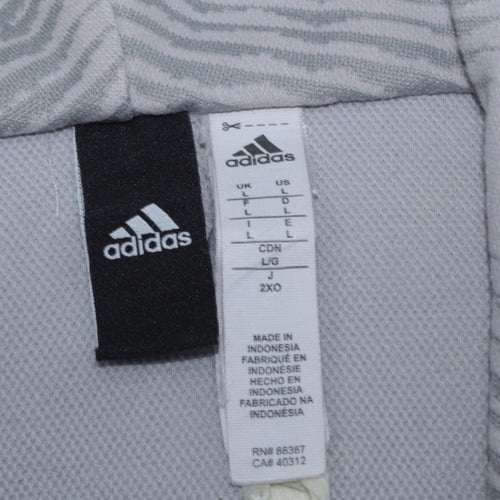 Adidas Men's Grey Full Zip Hooded Sweatshirt Hoodie L