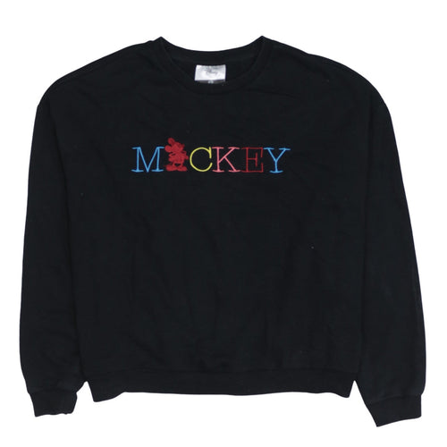 Disney C&A Women's Black Mickey Embroidered Pullover Sweatshirt M