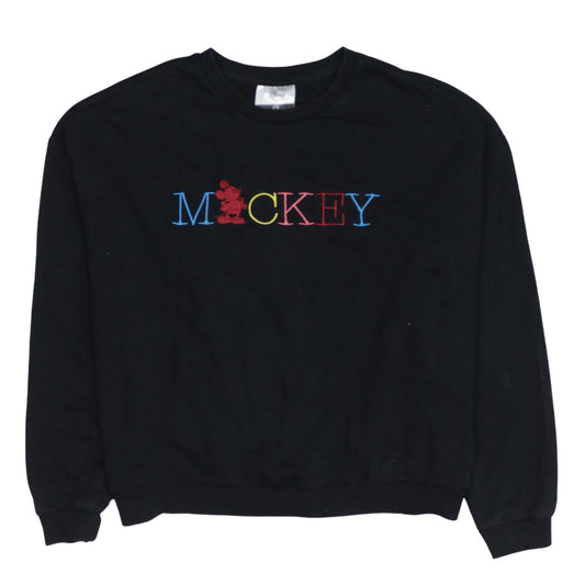 Disney C&A Women's Black Mickey Embroidered Pullover Sweatshirt M
