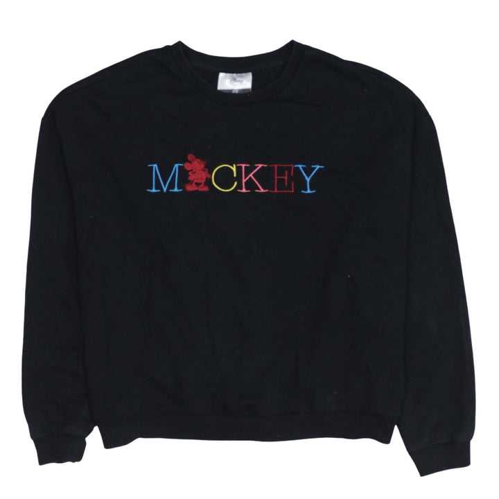 Disney C&A Women's Black Mickey Embroidered Pullover Sweatshirt M