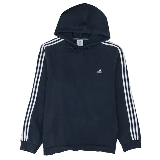 Adidas Men's Blue 2XL Pullover Fleece Hoodie with 3 Stripes