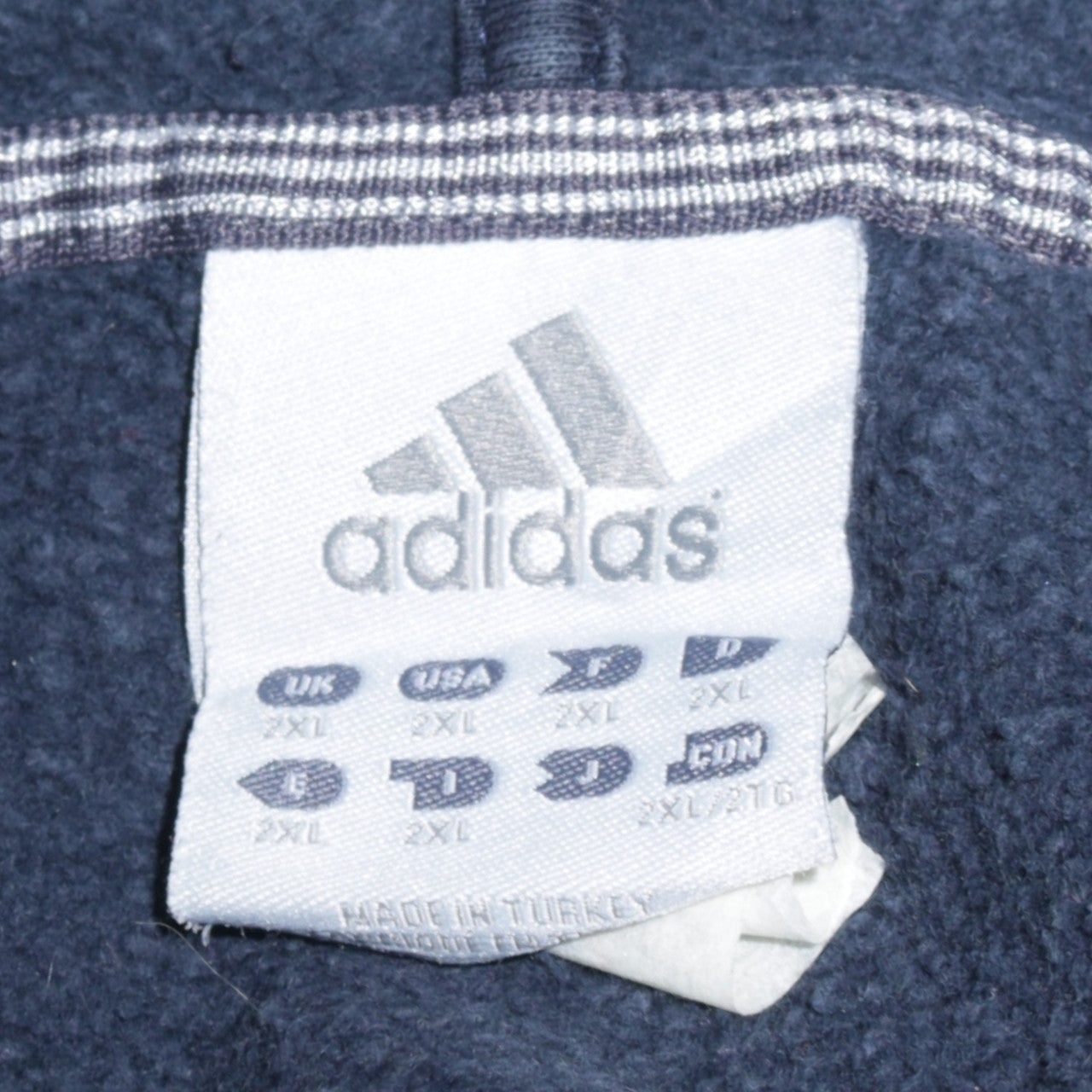Adidas Men's Blue 2XL Pullover Fleece Hoodie with 3 Stripes