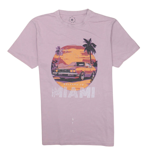Field & Fish Men's Pink Miami Car Graphic Regular Fit T-Shirt M