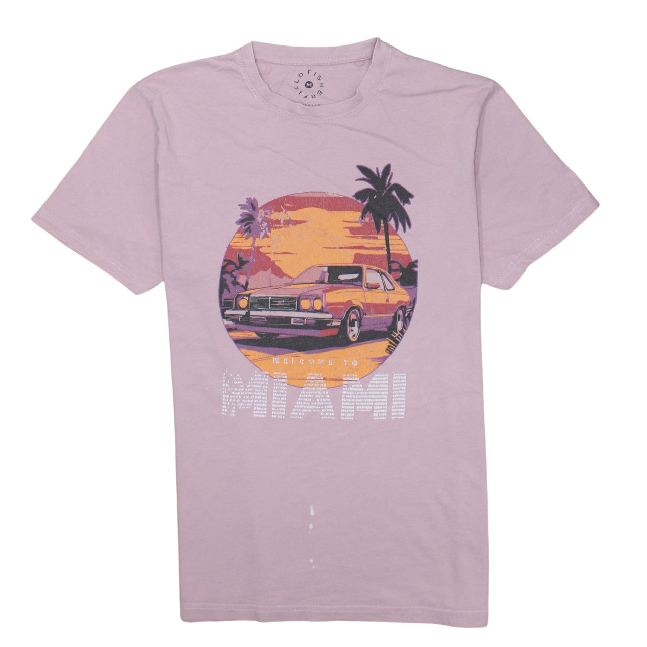Field & Fish Men's Pink Miami Car Graphic Regular Fit T-Shirt M