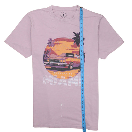 Field & Fish Men's Pink Miami Car Graphic Regular Fit T-Shirt M