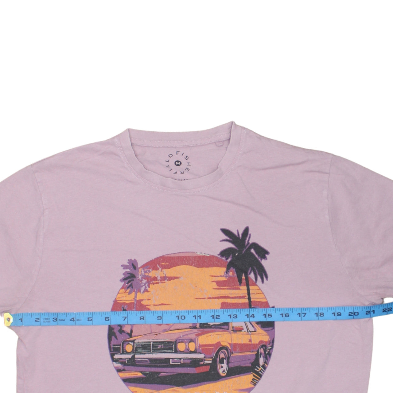 Field & Fish Men's Pink Miami Car Graphic Regular Fit T-Shirt M