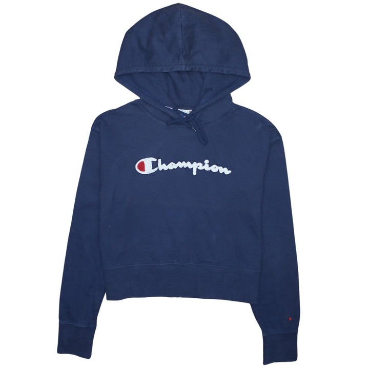 Champion Women's Navy Blue Pullover Hoodie Medium Cotton Logo