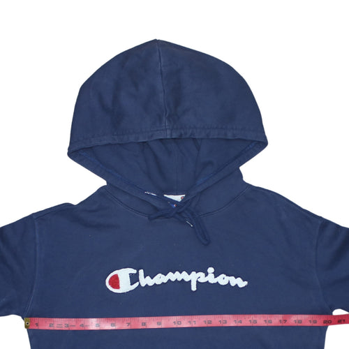 Champion Women's Navy Blue Pullover Hoodie Medium Cotton Logo