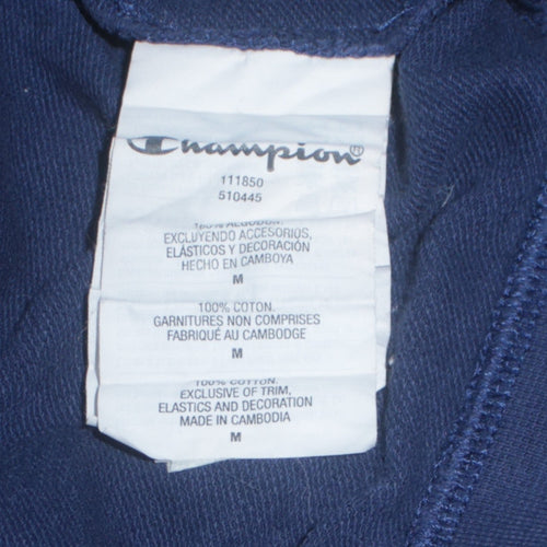 Champion Women's Navy Blue Pullover Hoodie Medium Cotton Logo