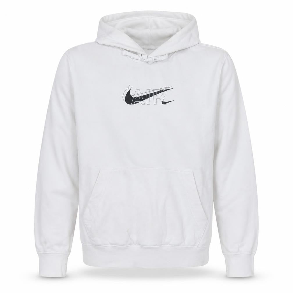 Front view of Nike Men’s White Pullover Hoodie S Logo Graphic Print Sportswear
