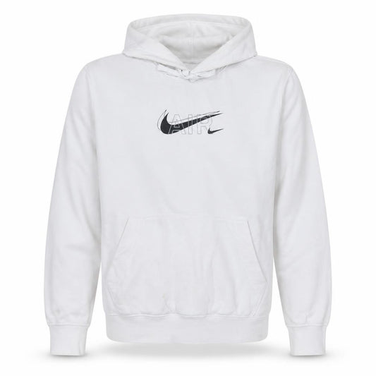 Front view of Nike Men’s White Pullover Hoodie S Logo Graphic Print Sportswear