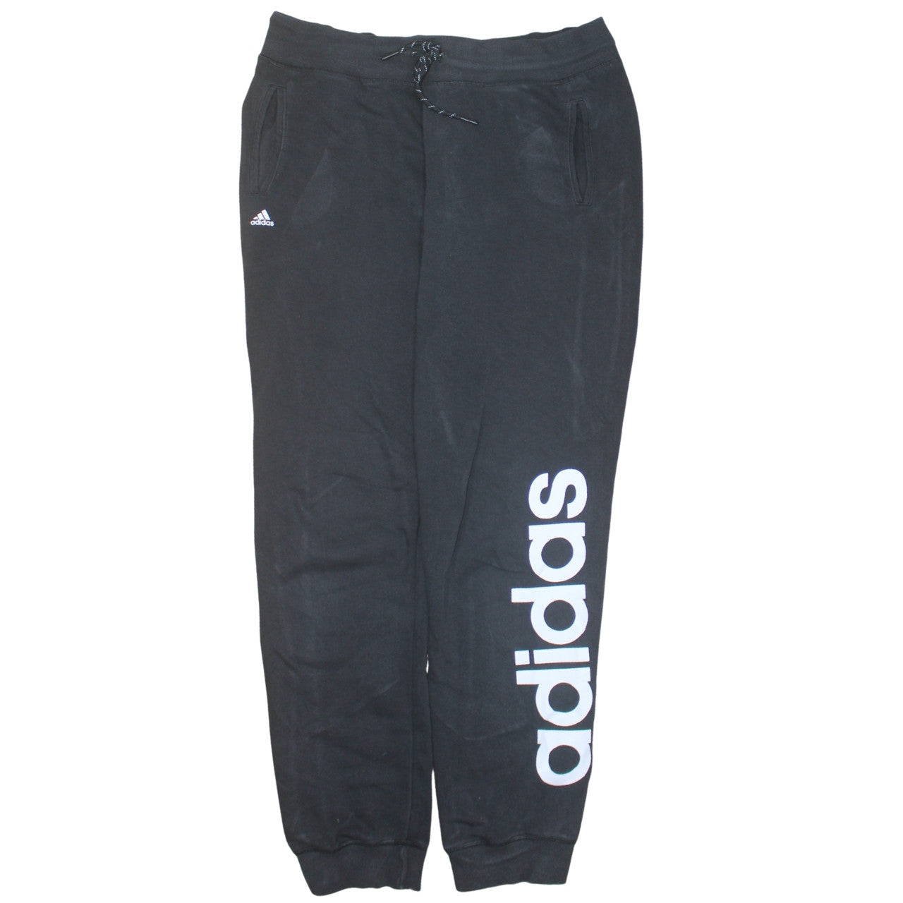 Adidas Women's Black Joggers L Climalite Tapered Fleece Sportswear