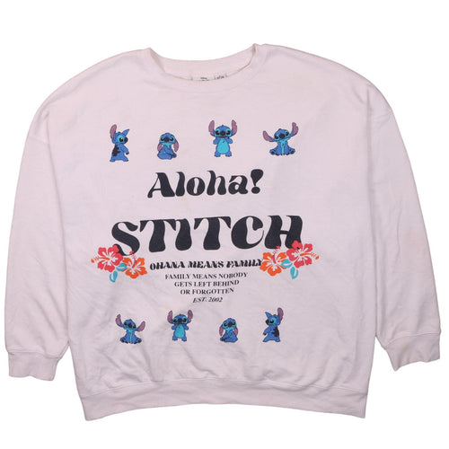 Disney Stitch Pink Sweatshirt Women XL Primark Graphic Print Pullover