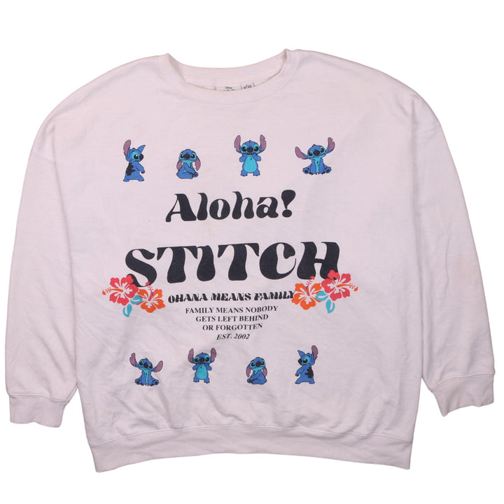 Disney Stitch Pink Sweatshirt Women XL Primark Graphic Print Pullover