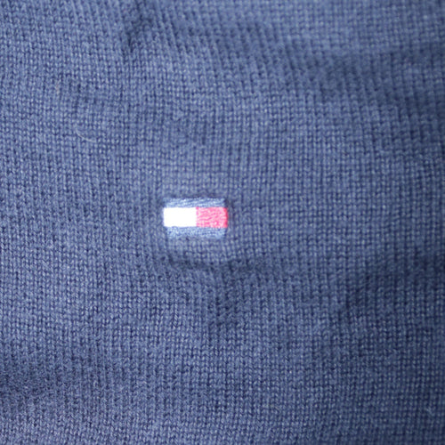 Tommy Hilfiger Men's Blue V-Neck Cotton Jumper Size L