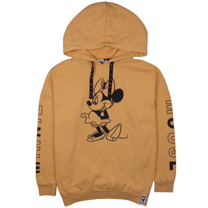 Disney Womens Mustard Minnie Mouse Hoodie Size L 14/16 Pullover