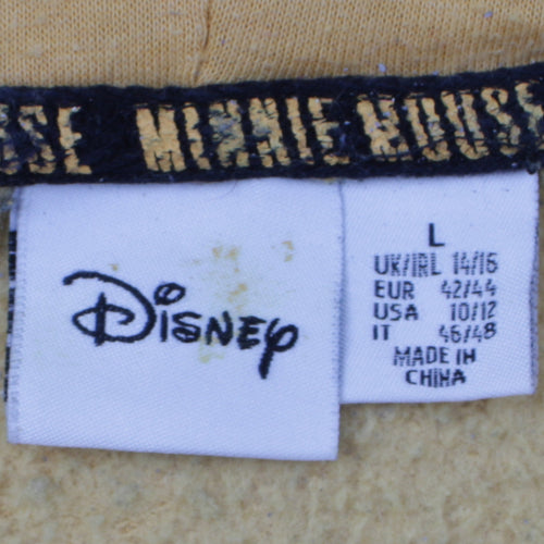 Disney Womens Mustard Minnie Mouse Hoodie Size L 14/16 Pullover