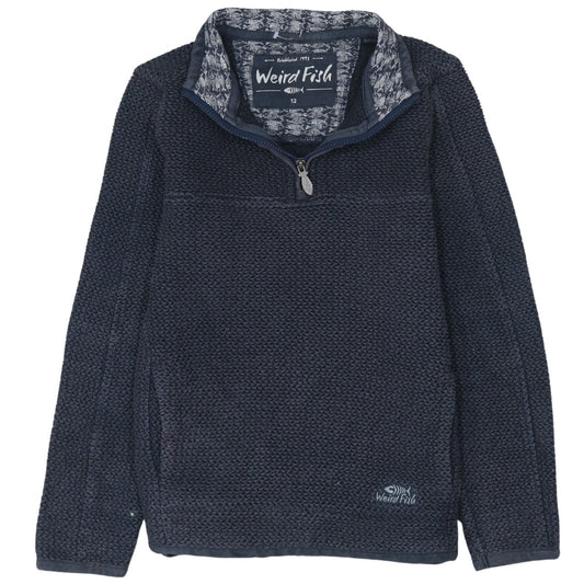 Weird Fish Women’s Blue 1/4 Zip Pullover Sweatshirt Size 12