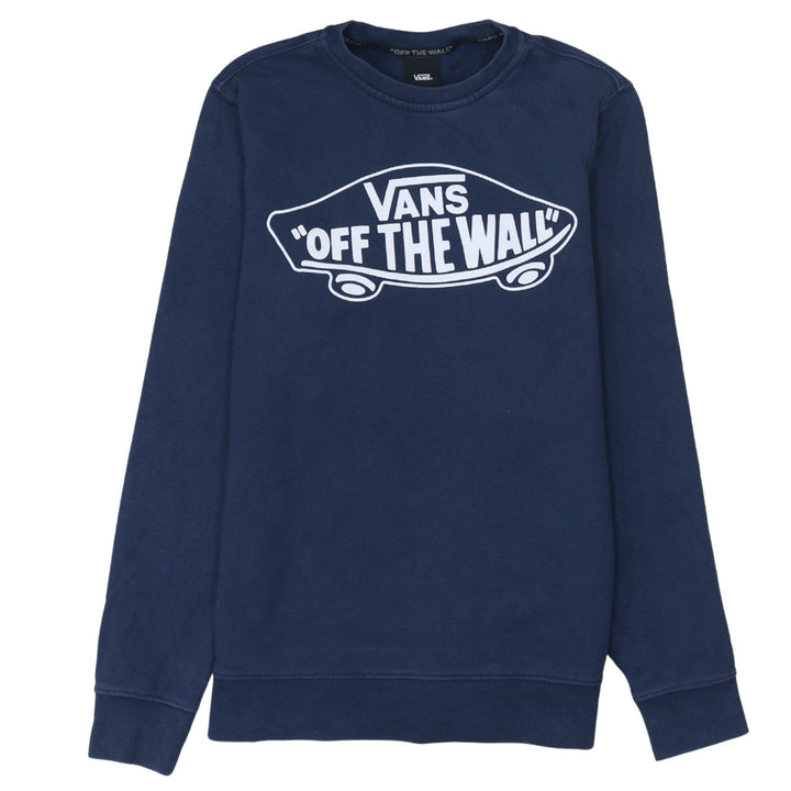 Vans Men Blue XS Crew Neck Graphic Sweatshirt Pullover