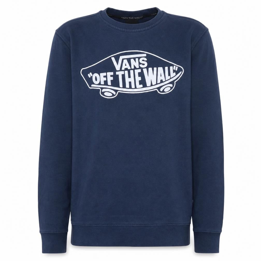 Front view of Vans Men Blue XS Crew Neck Graphic Sweatshirt Pullover