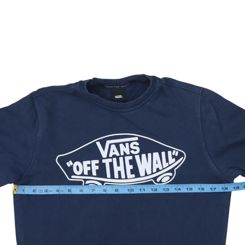 Vans Men Blue XS Crew Neck Graphic Sweatshirt Pullover