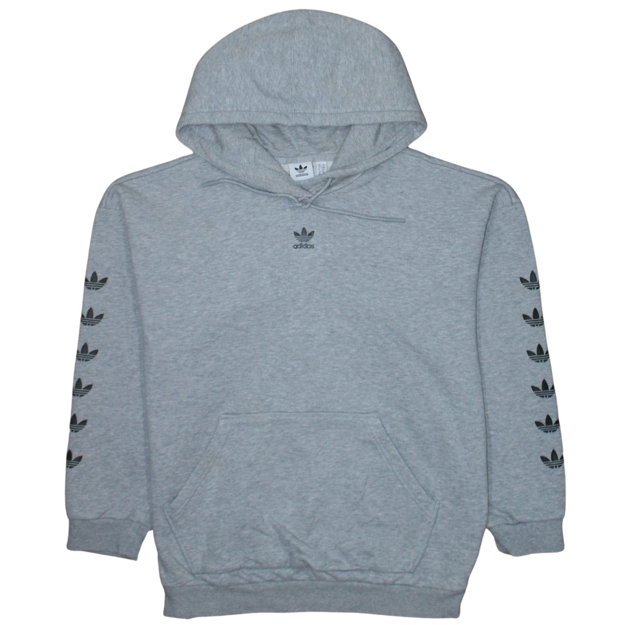 Adidas Womens Grey Pullover Hoodie Size 10 Logo Print Hooded Sweatshirt