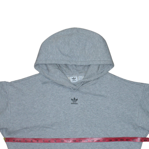 Adidas Womens Grey Pullover Hoodie Size 10 Logo Print Hooded Sweatshirt