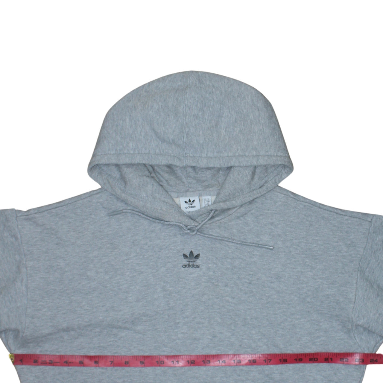 Adidas Womens Grey Pullover Hoodie Size 10 Logo Print Hooded Sweatshirt