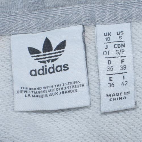 Adidas Womens Grey Pullover Hoodie Size 10 Logo Print Hooded Sweatshirt
