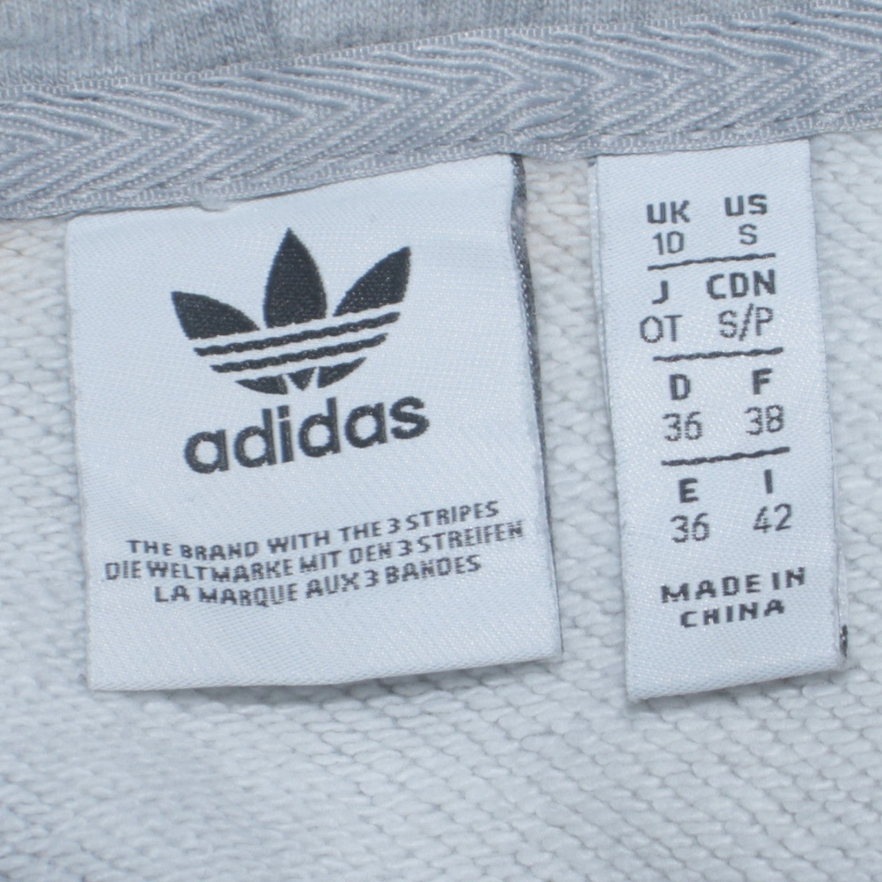 Adidas Womens Grey Pullover Hoodie Size 10 Logo Print Hooded Sweatshirt