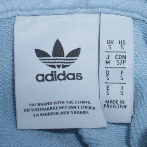adidas Men Blue Small Pullover Hoodie Sweatshirt Logo Fleece
