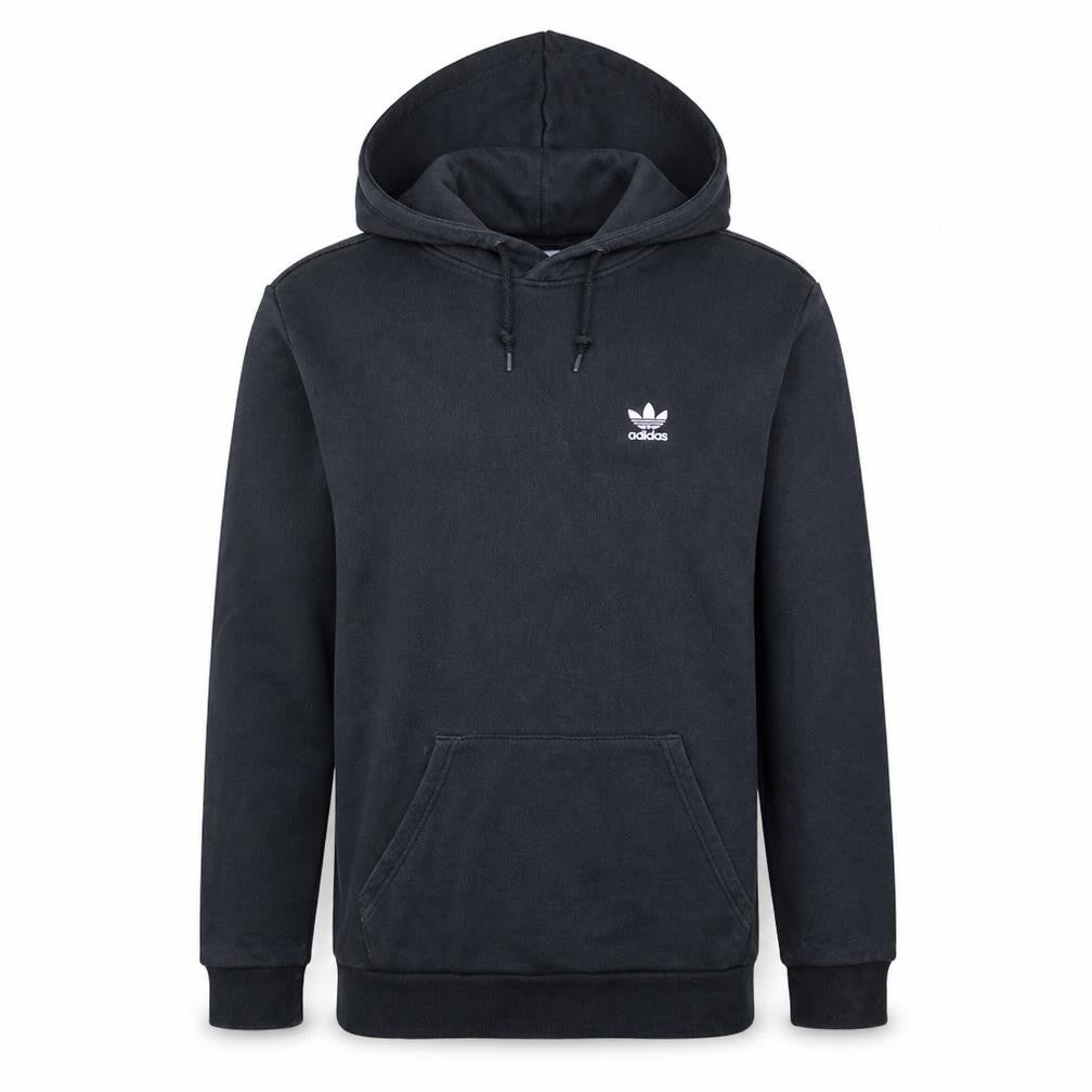 Front view of Adidas Men's Black Pullover Hoodie Small Logo Fleece Sweatshirt