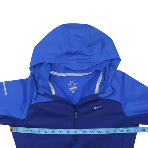 Nike Men's Blue Dri-FIT Running Hoodie Small 1/2 Zip Athletic Top