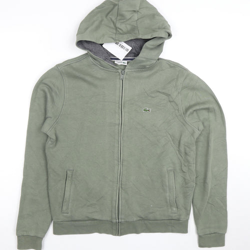 Lacoste Sport Boys Green Full Zip Hoodie Size 16 Years Cotton Blend