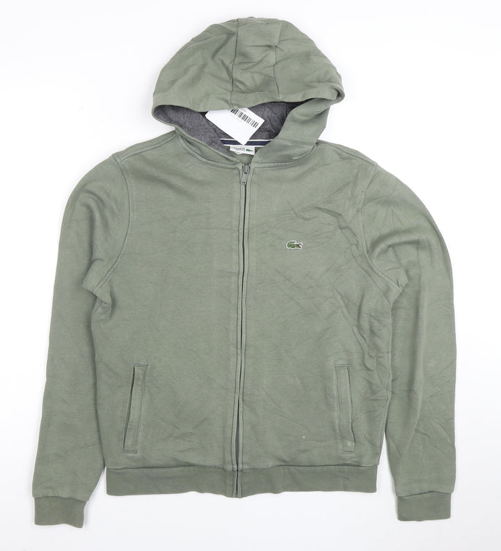 Lacoste Sport Boys Green Full Zip Hoodie Size 16 Years Cotton Blend