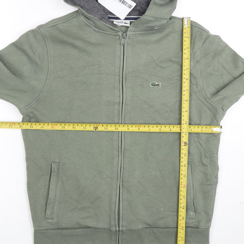 Lacoste Sport Boys Green Full Zip Hoodie Size 16 Years Cotton Blend
