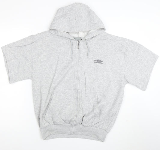 Umbro Womens Grey Full Zip Short Sleeve Hoodie Size S
