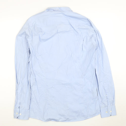 Hugo Boss Men's Blue Slim Fit Cotton Long Sleeve Dress Shirt S