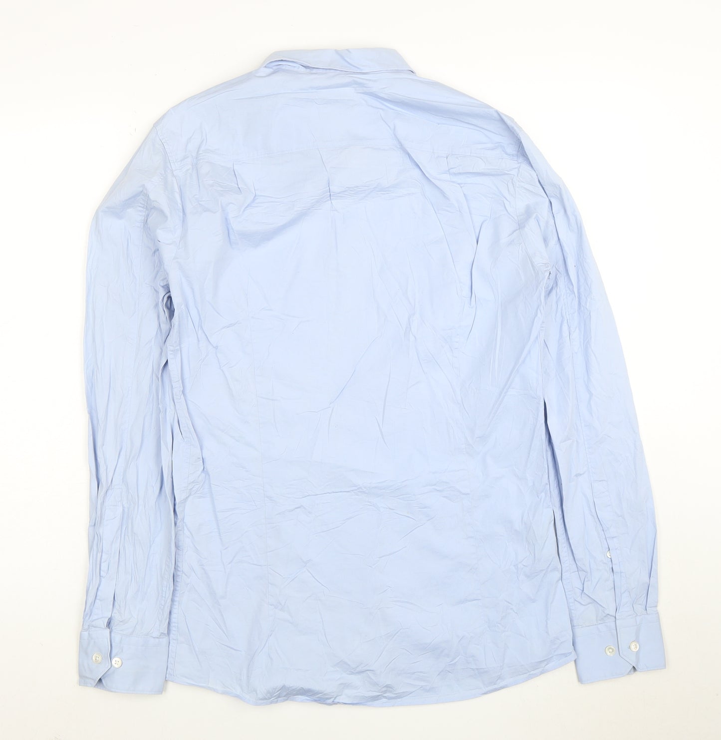 Hugo Boss Men's Blue Slim Fit Cotton Long Sleeve Dress Shirt S